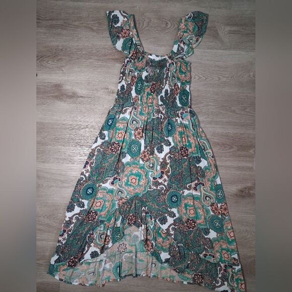 Henna Dresses & Skirts - Floral Paisley Boho Sleeveless Dress Ruffle Straps Henna